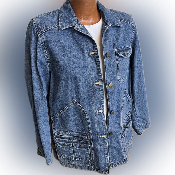 Ralph Lauren jeans utility barn denim artists jacket coat lovely shape! M - Picture 2 of 14